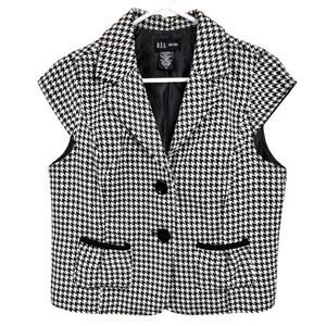 Womens Houndstooth Blazer Jacket Cap Sleeve Size M DFA New York